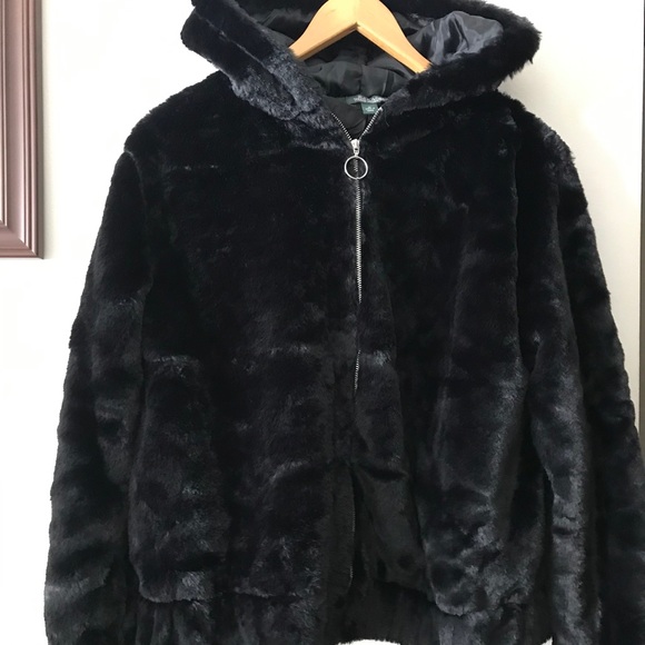 New Black Silky Fuzzy Faux Fur Jacket - Picture 7 of 14